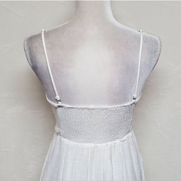 ANTHROPOLOGIE Entro White Bustier Tie Bust Spaghetti Strap Smocked Pocket Dress - Picture 12 of 15